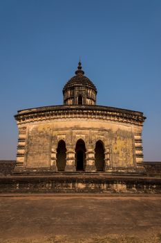 Vertical image of the ancient Lalji temple of Bishnupur, West Bengal, India