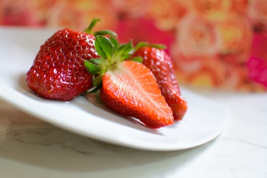 strawberry served on white plate