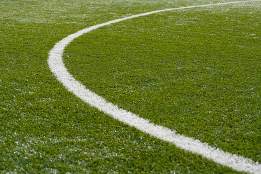 football field with white curved line