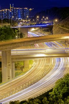 Highway road at night, hong kong