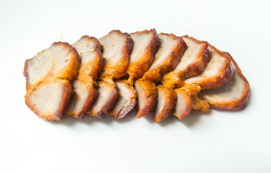 roasted pork on white tone background