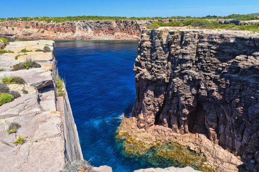 Mezzaluna cliffs in San Pietro island, Sardinia, Italy