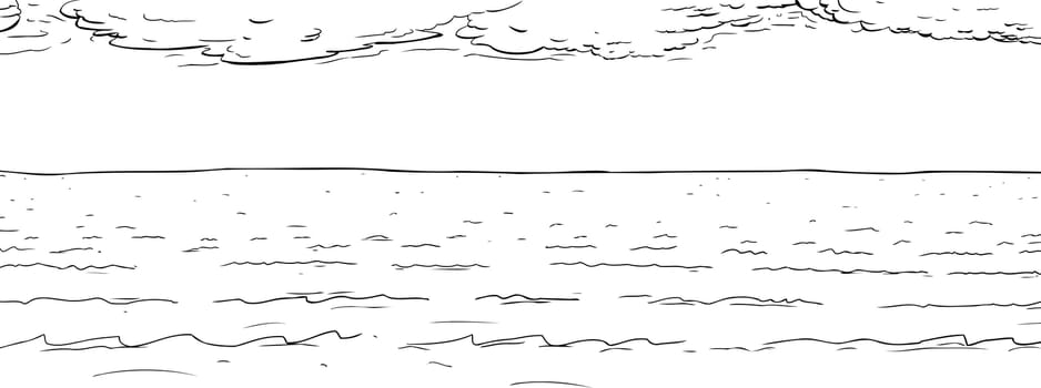 Background outline illustration of wide ocean water surface