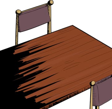 Hand drawn cartoon of chairs at table