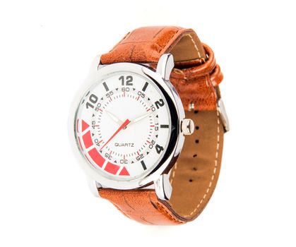 Stylish quartz leather watch with sleek and colorful dial