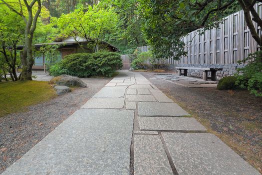 Stone Path to Tea House at Japanese Garden
