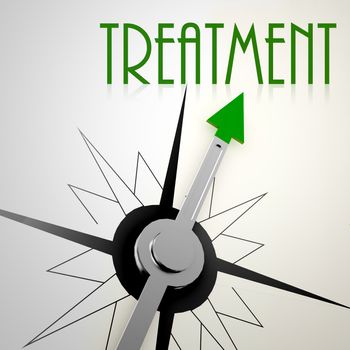 Treatment on green compass. Concept of healthy lifestyle