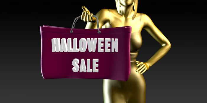 Halloween Sale with a Lady Holding Shopping Bags