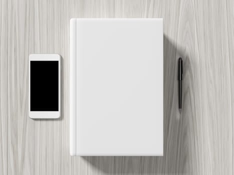 High angle view of a setting table of business workplace, shot in office, home work space