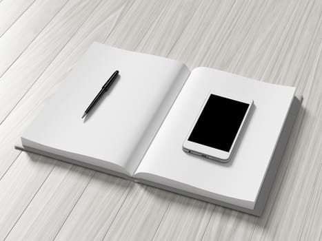 High angle view of a setting table of business workplace, shot in office, home work space