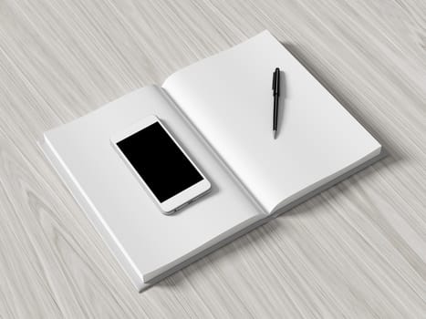 High angle view of a setting table of business workplace, shot in office, home work space