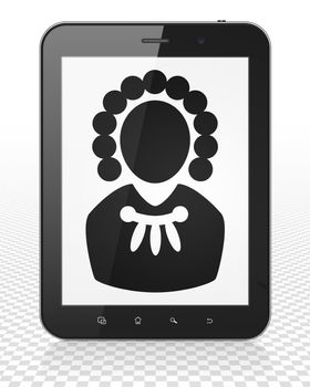 Law concept: Tablet Pc Computer with black Judge icon on display