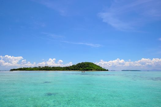 Scenery of islands at Semporna, Sabah Borneo, Malaysia.
