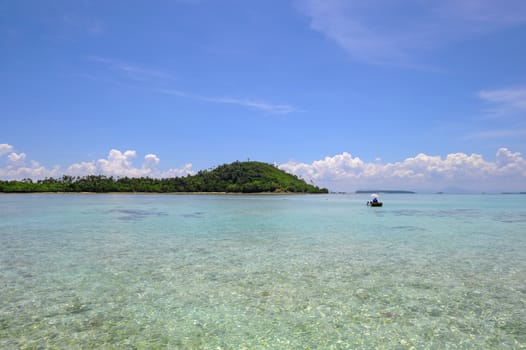 Scenery of islands at Semporna, Sabah Borneo, Malaysia.
