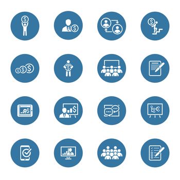 Business Coaching Icon Set. Online Learning. Flat Design. Isolated Illustration.