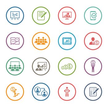 Business Coaching Icon Set. Online Learning. Flat Design. Isolated Illustration.