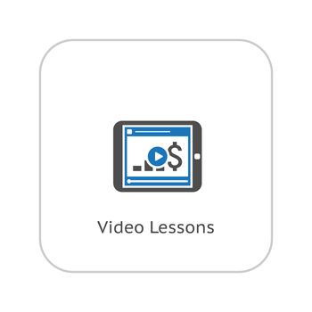 Video Lessons Icon. Business Concept. Flat Design. Isolated Illustration.