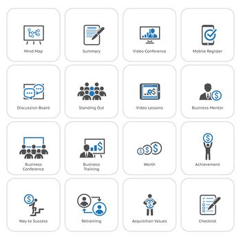 Business Coaching Icon Set. Online Learning. Flat Design. Isolated Illustration.