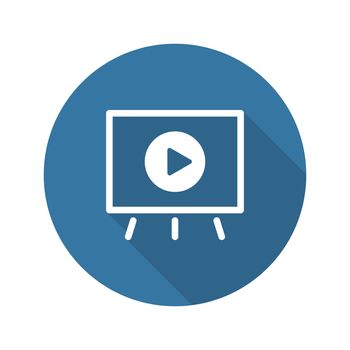 Video Presentation Icon. Business Concept. Flat Design. Long Shadow.  Isolated Illustration.