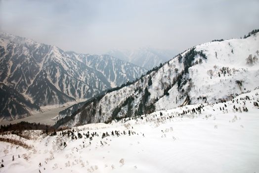 Japan Alps , Winter moutains with snow.Takayama Gifu, Japan