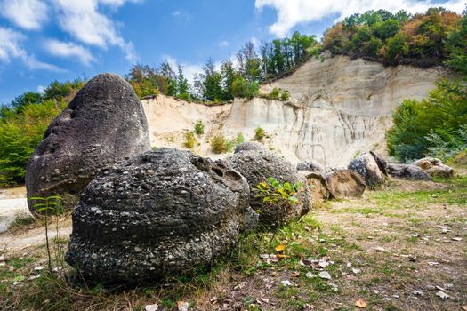 Costesti, Romania - Septemper 2, 2012: The Trovants of Costesti - The Living and Growing Stones of Romania