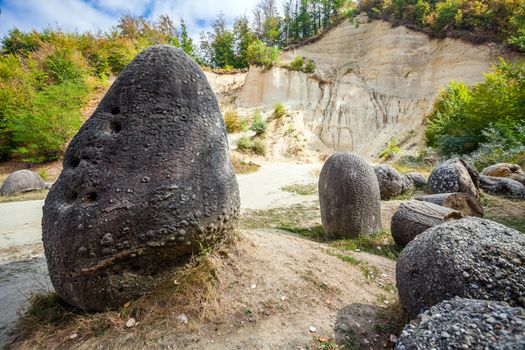 Costesti, Romania - Septemper 2, 2012: The Trovants of Costesti - The Living and Growing Stones of Romania