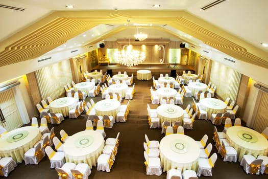 dining table in the banquet hall made with vintage color