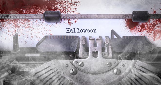 Bloody note - Vintage inscription made by old typewriter, Halloween