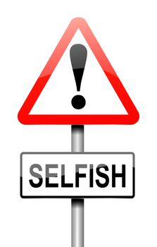 Illustration depicting a sign with a selfish concept.