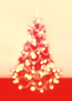 Background of Christmas, New Year tree with defocused lights.