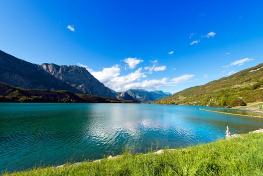 Lago di Cavedine (Cavedine Lake) small alpine lake in Trentino Alto Adige, Italy, Europe