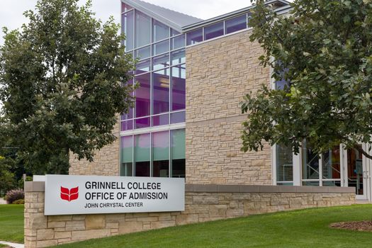 GRINNELL, IA/USA - AUGUST 8, 2015: Grinnell College Office of Admission on the campus of Grinell College. Grinnell College is a private liberal arts college  known for its rigorous academics and tradition of social responsibility.