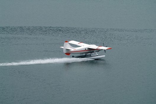 Landing Seaplane at Juneau Alaska