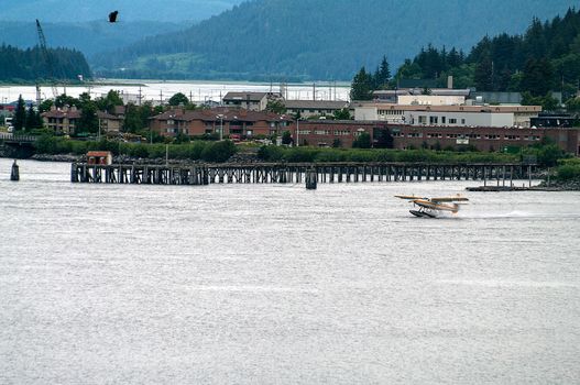 Seaplane Taking Off from the Juneau Alaska harbour