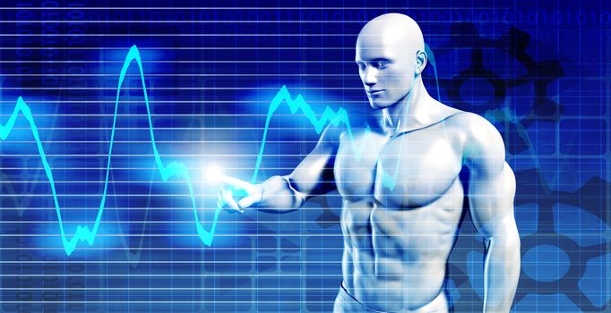 Business Person Touching Active Charts and Diagrams