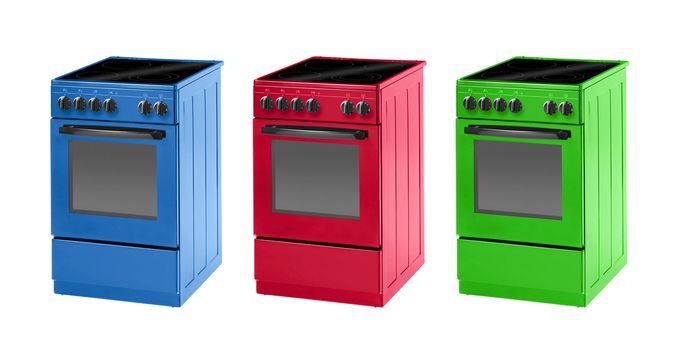 different gas-stoves isolated on white