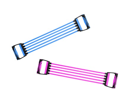 chest expander with blue handle isolated