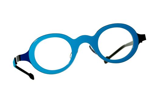 Blue vintage glasses isolated on white background