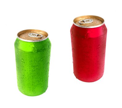 Aluminum green and red drink can