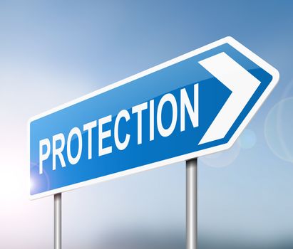 Illustration depicting a sign with a protection concept.