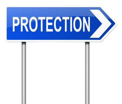 Illustration depicting a sign with a protection concept.
