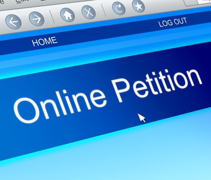 Illustration depicting a computer screen capture with an online petition concept.