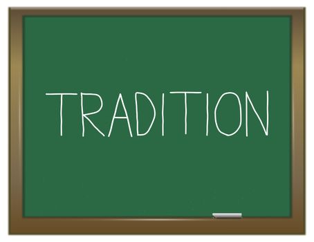 Illustration depicting a green chalkboard with a tradition concept.