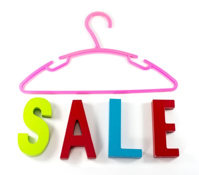 sale text with clothes hanger 