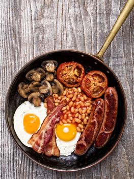 close up of rustic full english breakfast