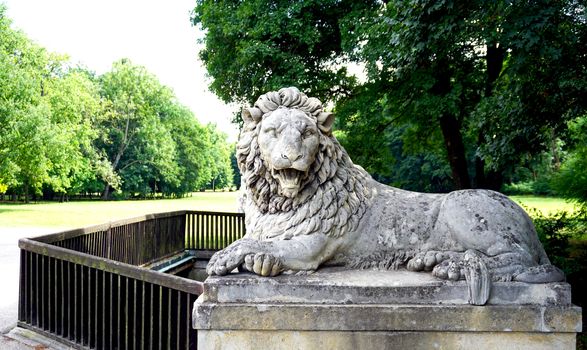 lion sculpture in schlosspark laxenburg Austria