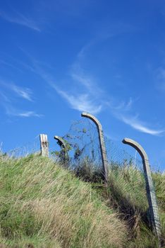 fencing on green sand dunes on the ballybunion golf course in ireland