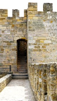 Upper floor walkway in castle st. Jorge portugal lisbon 