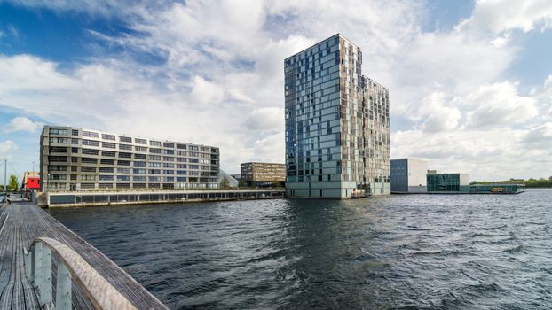 Skyline modern buildings of Almere Stad, Netherlands 