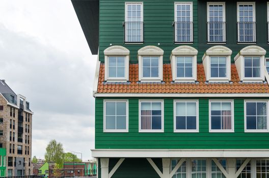Traditional architecture of the Zaan region  in Zaandam, The Netherlands. 